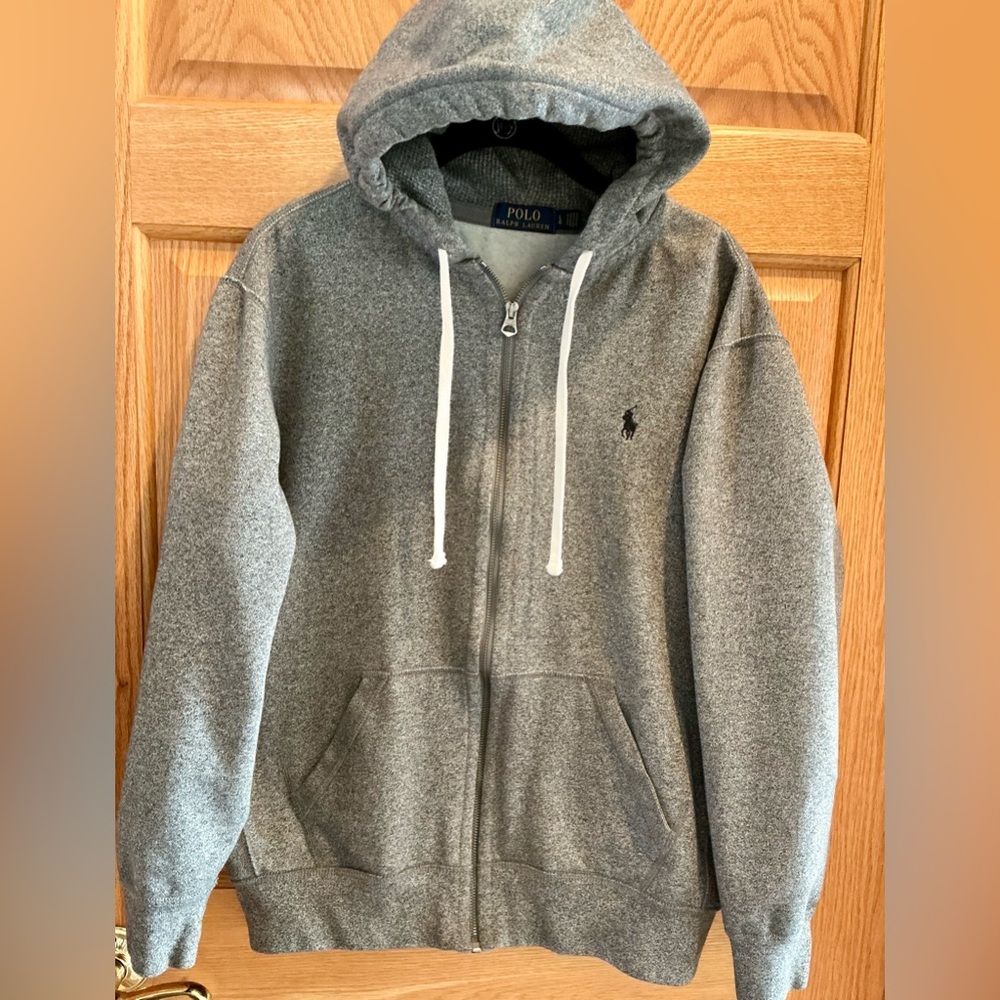 Polo Ralph Lauren Full Zip Heavyweight Cotton Gray Heather Hoodie Size Large - Picture 6 of 6